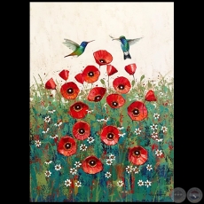 Colibrís - Pintura de Mónica Goetze